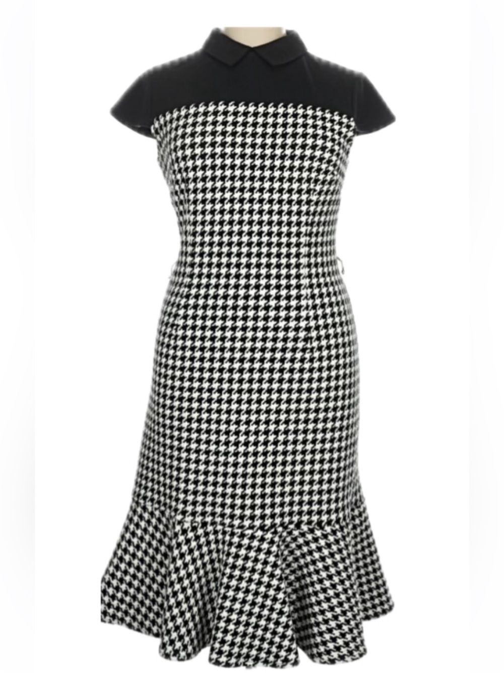 Maggy London Black & White Houndstooth Midi Dress